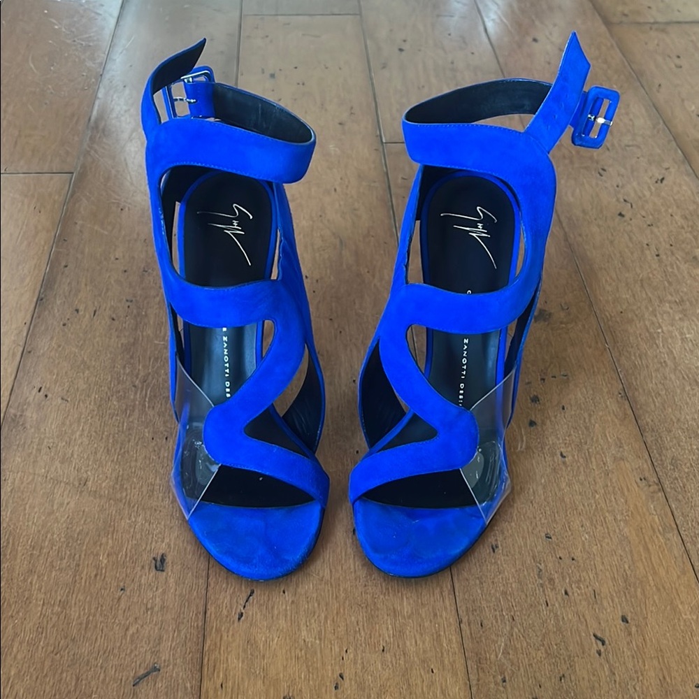 Giuseppe Zanotti Royal Blue Heels with Wide Strap Design